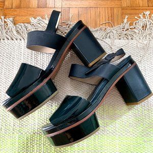 Navy patent-leather COS platform sandals EU 38